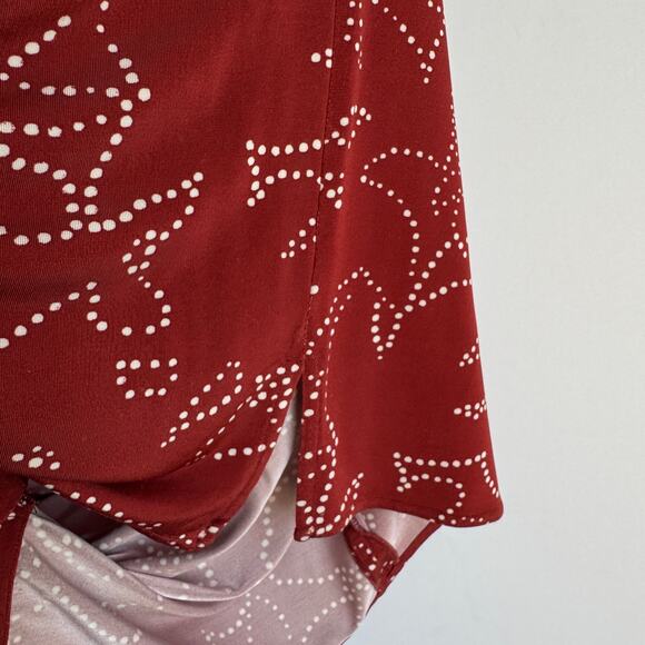 BOSS by Hugo Boss Esoa V Neck Top Dot Blouse Extra Small Red Career Professional - Picture 13 of 15